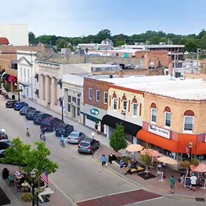 Aerial View of downtown Crystal Lake